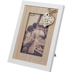 Maturi Fotolijst van hout in hartvorm, 20 x 25 cm, bruin