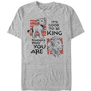 Disney The Lion King Uniseks T-shirt: Live Action Simba Text Organic korte mouwen, Melange Grey, S, Melange Grey