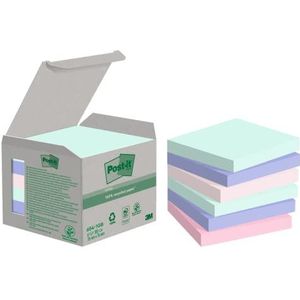 Post-it 6 blokken à 100 vellen per blok van 76 mm x 76 mm, groen, roze, blauw, zelfklevende notities van 100% gerecycled papier