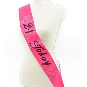 Shatchi 21 Today sjaal met strass-steentjes voor de 21e verjaardag, roze en zwart, Roze/Zwart