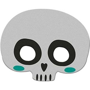 Folat 67987 masker Happy Halloween skelet, wit