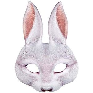 Boland 56734 - Halfmasker konijn, realistische print, masker met elastiek voor carnaval of themafeest, dierenkostuumaccessoires, maskerkostuums