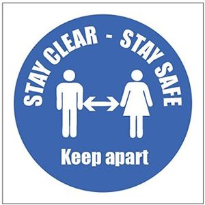 Caledonia Signs 28265F vinyl sticker ""Stay Clear Stay Safe Keep Art"" (200 x 200 mm), vierkant