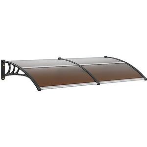 VEVOR Voordeurluifel 97 x 200 cm buitendeurluifel polycarbonaat bruin raamluifel UPF 50+ houder ABS resistent bescherming tegen UV, regen, sneeuw