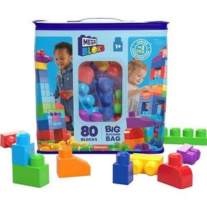 Mega Bloks DCH63 Blauwe tas, bouwstenenset, 80 delen, babyspeelgoed 1-5 jaar