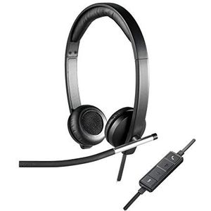 Logitech H650e bedrade headset met microfoon, stereo-oordopjes met ruisonderdrukkende microfoon, USB, inline-bediening, indicatielampje, pc/Mac/laptop - zwart
