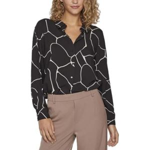 Vila Vipaya L/S Shirt/Ec Damesshirt met lange mouwen, Zwart/AOP: Nia