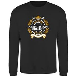 AMERICAN COLLEGE USA Sweatshirt met ronde hals, uniseks, kinderen, jongens en meisjes, sweatshirt, uniseks, kinderen, 1 stuk, zwart.