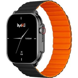 IMIKI SF1 Smartwatch met magnetische armband, 2,01 inch AMOLED-display, bluetooth-connectiviteit, batterijduur, bloedzuurstofmeting en hartslag, 100 + zwarte modus, zwart., Modern