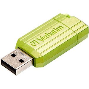 Verbatim Pinstripe USB-stick 64 GB I USB 2.0 I Memory Stick USB I voor laptop Ultrabook TV autoradio I Stick USB 2.0 I USB-stick met drukmechanisme I eucalyptus groen