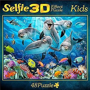 Selfie 3D Effect puzzel Kids motief dolfijn 48 delen