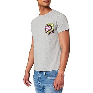 Frenchcool Heren T-shirt, grijs, met zakken, hart, grijs.