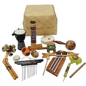 A-Star 15 stuks multiculturele percussie set in mand handgemaakte educatieve muziekinstrumenten voor kinderen