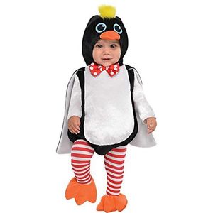 amscan Pinguïn kostuum met afneembare capuchon, 6-12 maanden, 1 stuk, wit, zwart, 9902072