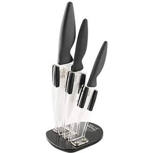 Pradel Jean Dubost 167/10533 messenblok van plexiglas met 3 messen, keramisch lemmet, wit/zwart