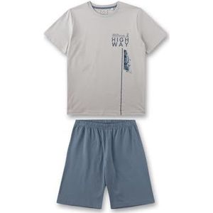Sanetta Pyjama garçon court gris | Pyjama en coton de haute qualité et confortable pour garçons. Ensemble de pyjama pour garçon, gris clair, 164