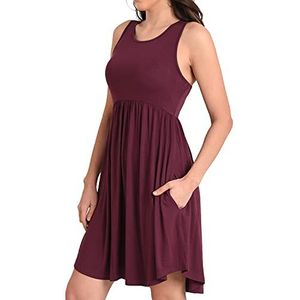 Miss Lavish London Zomerjurk, A-lijn, casual jurk met zakken, S-XXL, Bordeaux