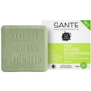 Sante Sante natuurlijke cosmetica matte gezichtsreiniger met biologische grapefruit en zeezout voor gemengde huid, plasticvrij, gecertificeerd en veganistisch, 60 g