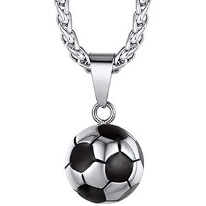 Richsteel Halsketting voetbal / Basketbal/Rugby/Halter/Bokshandschoen, Goudkleurig/Zwart/Roestvrij staal 316 L, Sieradenhanger voor Sportliefhebbers, met verstelbare Ketting, 55 + 5 cm, Heren en