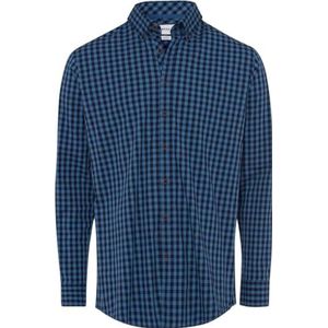 BRAX Daniel C Hi-Flex klassiek geruit overhemd voor heren met button-down kraag, Blauw staal