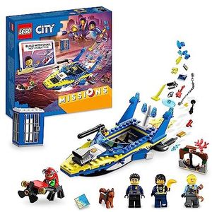 LEGO 60355 City Missies Waterpolitie recherchemissies Set met Interactief Speelgoed met App Game en Echte Bouwstenen, Cadeau Idee voor Kinderen