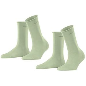 ESPRIT Dames Basic Pure 2-pack ademende sokken biologisch duurzaam katoen zachte randen zonder druk op het been geschikt voor diabetici multipack 2 paar, Groen (Light Green 7313)