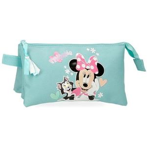 Joumma Disney Minnie & Figaro Pennenetui, drievoudig, blauw, 22 x 12 x 5 cm, polyester, 1,32 l, blauw, Talla única, drievoudige etui, Blauw, Drievoudig etui