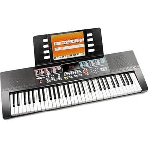 RockJam 61-Key Keyboard Piano met Sheet Music Stand, Piano Note Sticker & Lessons RJ640, zwart