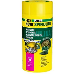 JBL PRONOVO SPIRULINA FLAKES, groen voer voor alle aquariumvissen van 8 tot 20 cm, visvoervlokken, maat M, 1000 ml