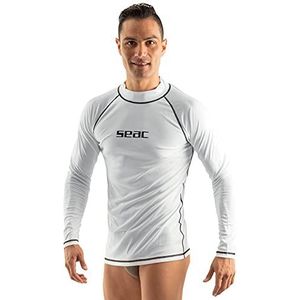 Seac T-Sun Long Rash Guard UV-beschermend shirt voor heren voor zwemmen of duiken, Wit.