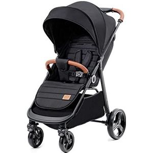 Kinderkraft GRANDE PLUS Wandelwagen vanaf de geboorte tot 22 kg, Inklapbaar met één hand, Ligstand, Zonnekap uittrekbaar, 4 gedempte wielen, Zwart