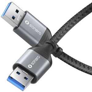 Sonero® USB-A naar USB-A datakabel, aansluitkabel, USB type A kabel, USB 3.0, 5 GB/s, spacegrijs/zwart, 3 m