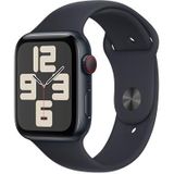 Apple Watch SE (2e generatie, 2023) (44 mm GPS + cellular) smartwatch met aluminium behuizing en sportarmband - middernacht uitvoering - M/L. Fitnesstracker, slaaptracker, ongevallenherkenning.