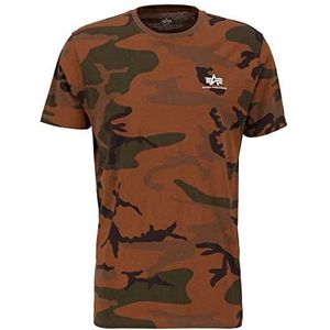 ALPHA INDUSTRIES T-shirt à dos imprimé T Camo, Camouflage brûlé, XXL