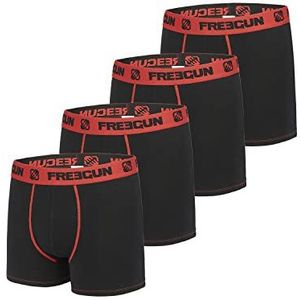 FREEGUN Calecon Boxershorts voor jongens, katoen, effen, 4 stuks, 1 x Polsband