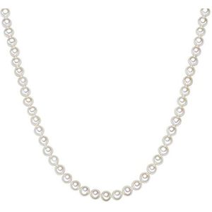 Valero Pearls 60201622 Damesketting hoogwaardige zoetwaterparels in ca. 7 mm ovaal wit 925 sterling zilver in verschillende lengtes - parelketting met echte parels wit, 50 cm, zilver, Parel