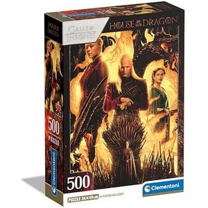 Clementoni House Of The Dragon-500 stukjes, poster inbegrepen, puzzel, tv-serie, entertainment voor volwassenen, gemaakt in Italië, 35548, meerkleurig