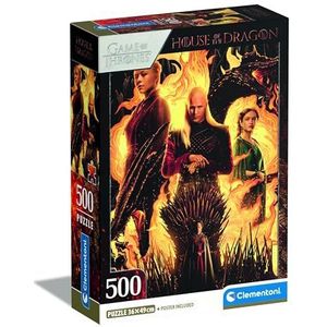 Clementoni House Of The Dragon-500 stukjes, poster inbegrepen, puzzel, tv-serie, entertainment voor volwassenen, gemaakt in Italië, 35548, meerkleurig