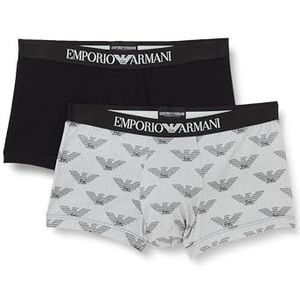 Emporio Armani Set van 2 boxershorts voor heren, Eagle Print/Zwart