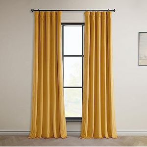 HPD Half Price Drapes VPYC Heritage Gordijn van pluche (1 paneel), 127 x 213 cm, goudkleurig Aztekenpatroon