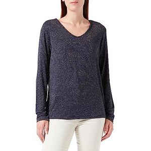 PIECES Pcbillo Ls V-hals Lurex Stripes Noos Qx T-shirt met lange mouwen voor dames, Sky Captain/Strepen: goud