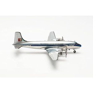 herpa Douglas DC-4 572453 TAP Air Portugal CS-TSD miniatuurvliegtuig op schaal 1:200 om te verzamelen, model met standaard, miniatuur metaal