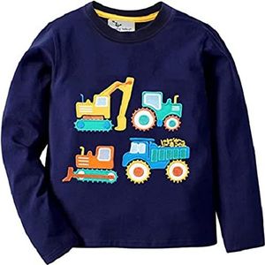 Little Hand Shirt met lange mouwen voor jongens shirt voor jongens, Bulldozer-bagger