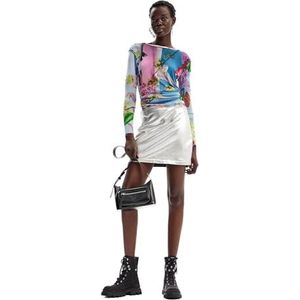 Desigual Dames gebreid T-shirt met lange mouwen voor dames, Materiaalverwerking., XL