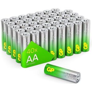GP 40 stuks AA Mignon LR06 super alkaline batterijen, 1,5 V, ideaal voor de stroomvoorziening van alledaagse apparaten - de nieuwe G-TECH technologie