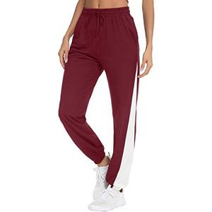 Doaraha Joggingbroek voor dames, van katoen, breed, met 4 zakken, licht, comfortabel en aangenaam om te dragen, ideaal voor sport, yoga en fitness in de winter, grote maat S-XXL, A, rood, S, Rood