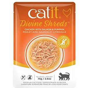 Catit Divine Shreds Droogvoer voor katten, met kippenvlees met zalm en kubi, 75 g, per stuk verpakt (1 x 1 stuk)