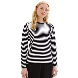 TOM TAILOR Denim Gestreept longsleeve T-shirt voor dames, 32575 - Black White Stripe