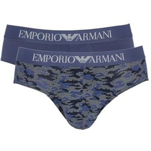 Emporio Armani Emporio Armani Klassieke slips voor heren, 2 stuks, Camou Print/Indigo