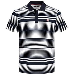 JACK & JONES Jcologan Stripe Jersey Polo Ss Poloshirt voor heren, marineblauw blazer